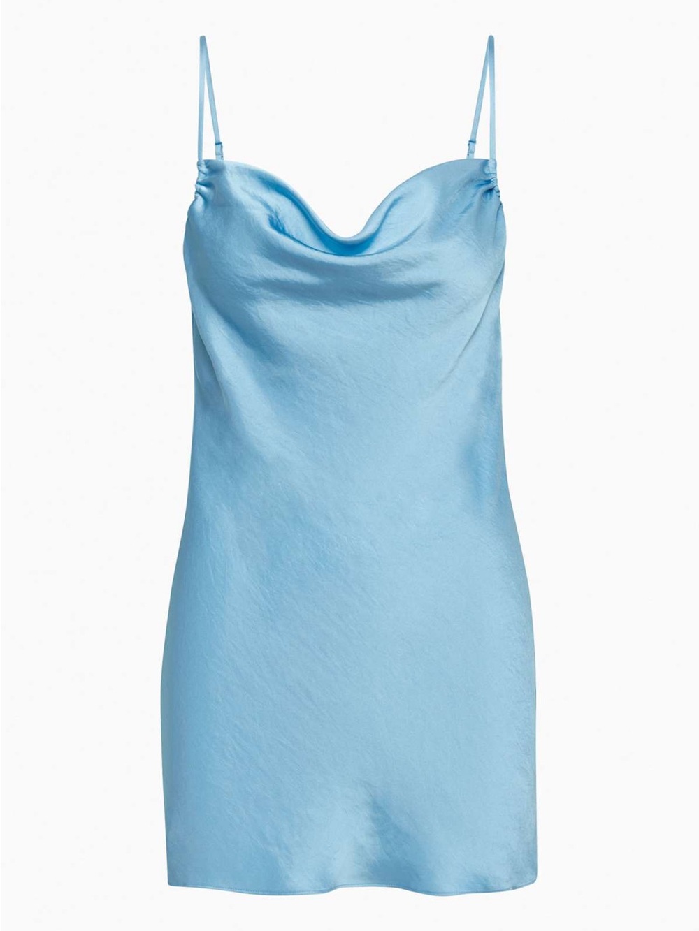 Aritzia Wilfred Allusion Light Blue Satin Slip Dress with Cowl Neck | XS